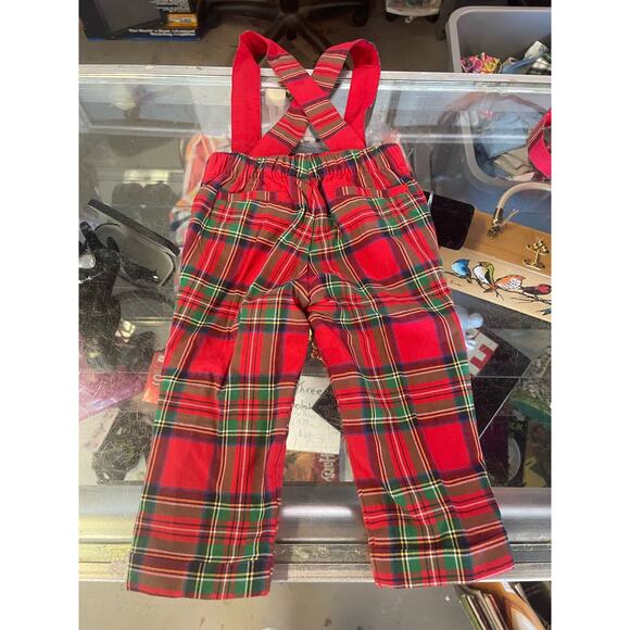 Baby Plaid Suspender Pants Bradbury Red 6-12M - Picture 2 of 3